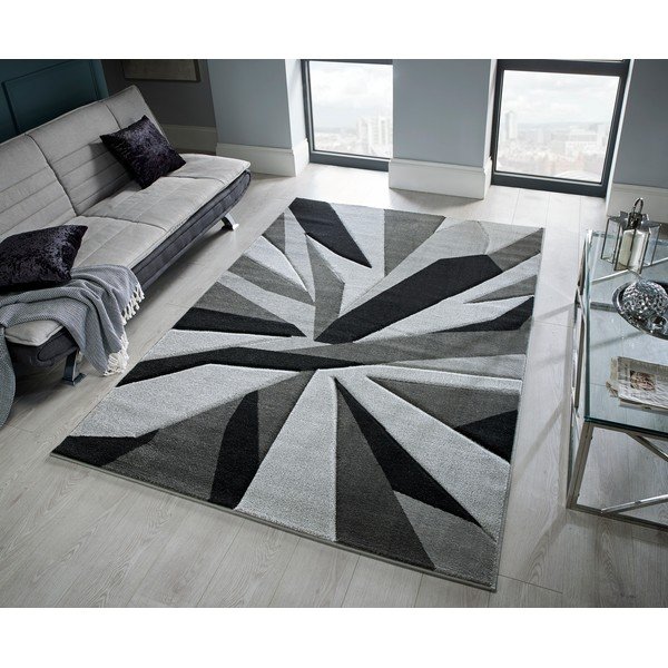 Juodai pilkas kilimas "Flair Rugs" kilimai "Shatter Black Grey", 160 x 230 cm-image-4