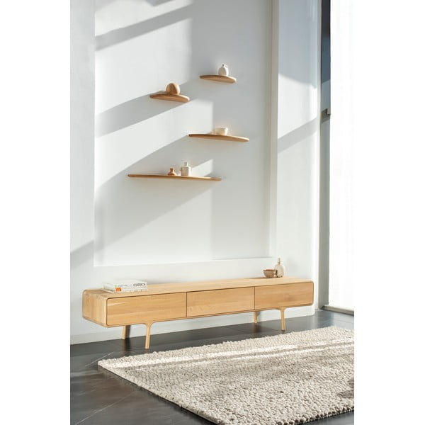 Sieninė lentyna iš ąžuolo masyvo natūralios spalvos 100 cm Mu – Gazzda-image-4