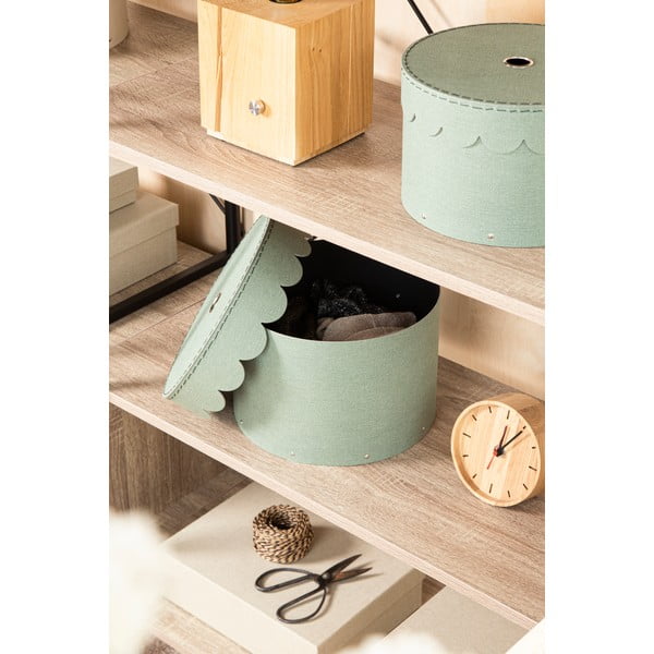 Žalsvai mėlynos spalvos iš kartono daiktadėžės su dangčiu 2 vnt. ø 26x17,5 cm Wilma Canvas Paper Laminate – Bigso-image-2