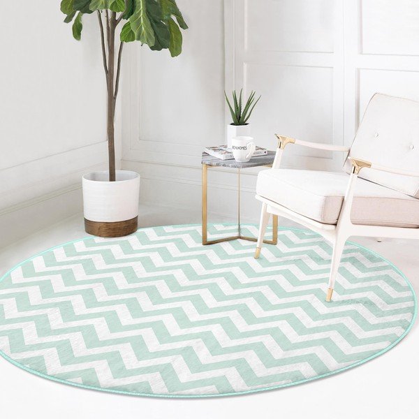 Skalbiamas/robotiniams dulkių siurbliams apvalios formos kilimas mėtų spalvos ø 100 cm Comfort – Mila Home-image-2