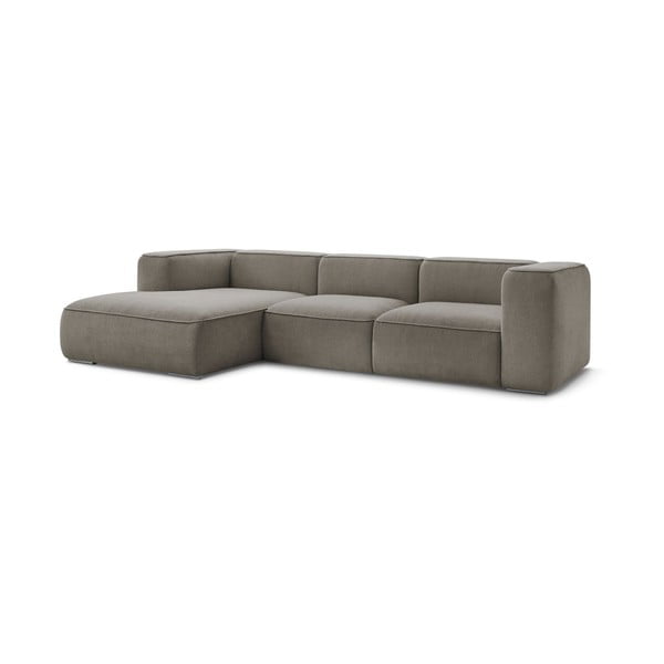Iš boucle kampinė sofa pilkos spalvos/rudos spalvos (su kairiuoju kampu) Zephyr – Bobochic Paris-image-3