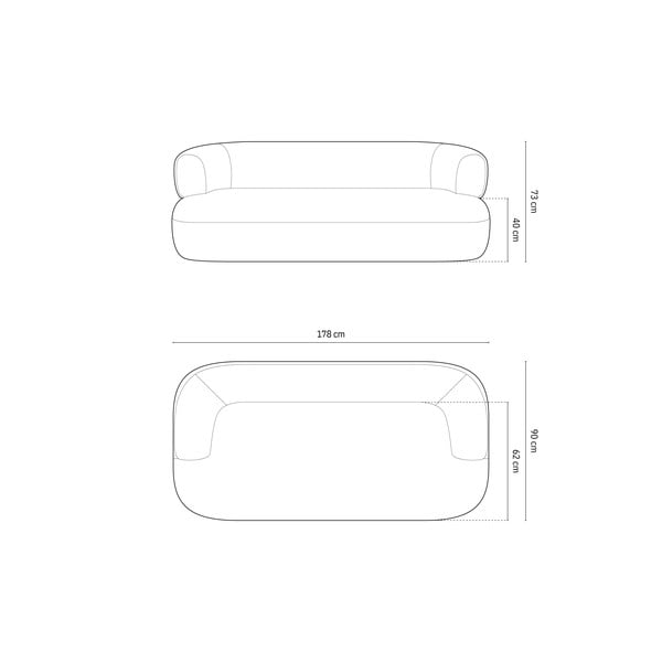 Iš boucle sofa šviesiai pilkos spalvos 178 cm Jenny – Micadoni Home-image-4