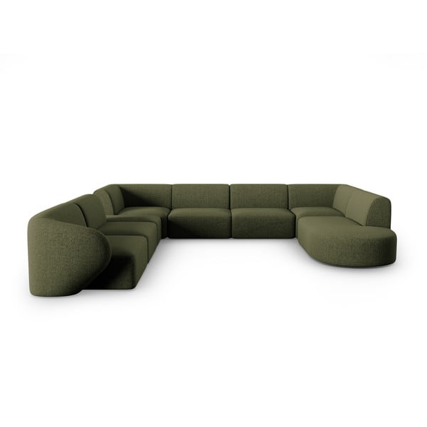 Kampinė sofa žalios spalvos (su kairiuoju kampu/„U“ formos) Shane – Micadoni Home