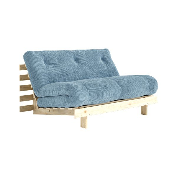 Šviesiai mėlynos spalvos sulankstoma sofa iš kordinio velveto 140 cm Roots – Karup