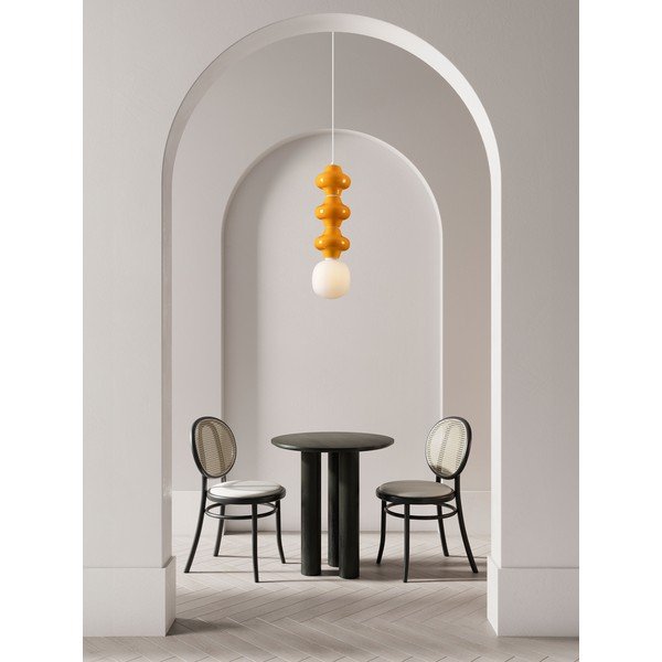 Baltos spalvos/oranžinės spalvos iš keramikos kabantis šviestuvas ø 18 cm su stiklo gaubtu Clio – Nova Luce-image-4