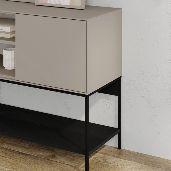 Šoninė spintelė juodos spalvos/kreminės spalvos 180x80x40 cm Amira – Marckeric-image-4