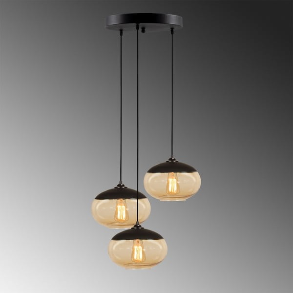 Kabantis šviestuvas ochros spalvos/juodos spalvos ø 50 cm su stiklo gaubtu Camini – Opviq lights-image-3
