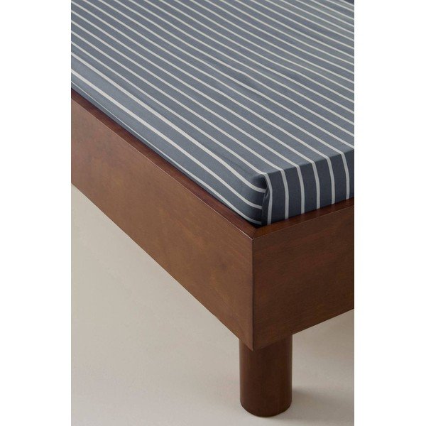 Baltos spalvos/mėlynos spalvos iš organiškos medvilnės paklodė su guma 90x200 cm Sima – Jotex-image-1