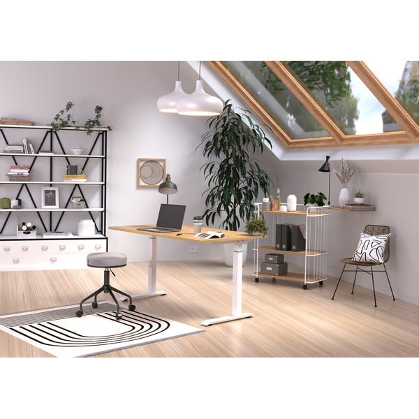 Reguliuojamas aukštis rašomasis stalas su ąžuolo dekoro stalviršiu 80x120 cm Downey – Germania-image-1