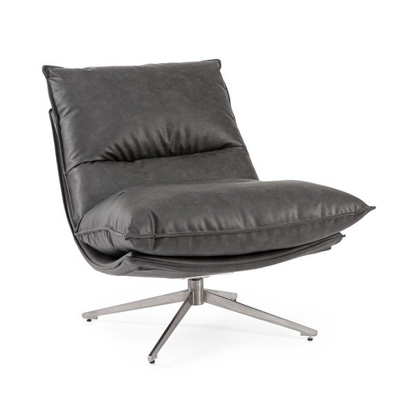 Tamsiai pilkos spalvos krėslas su sandėliavimo dėže iš dirbtinės odos Alanez – Bizzotto