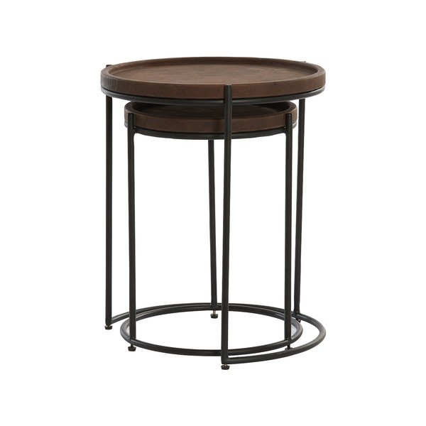 Odiniai apvalūs šoniniai staliukai, 2 vnt., ø 53 cm Jairo - Light & Living-image-2