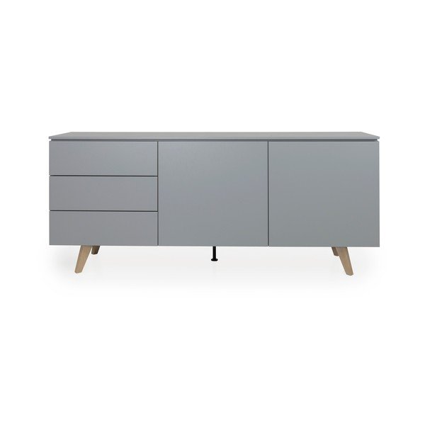 Pilkos spalvos komoda Tenzo Plain, 180 cm pločio