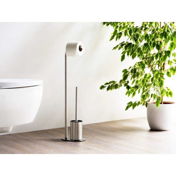 Matinės sidabrinės spalvos iš nerūdijančio plieno tualetinio popieriaus laikiklis šepečio stovas Levante – Wenko-image-1