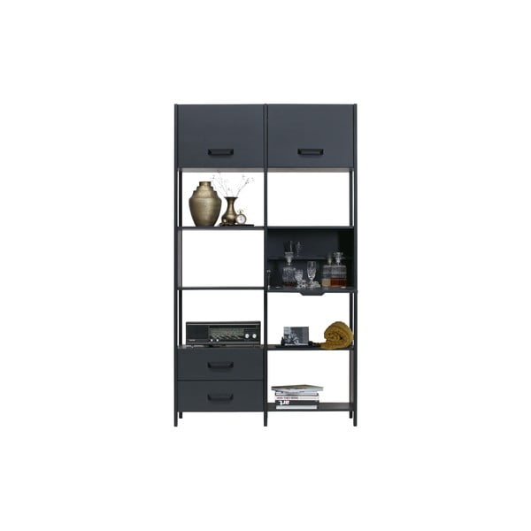 Juoda medinė lentyna su 4 stalčiais BePureHome-image-4