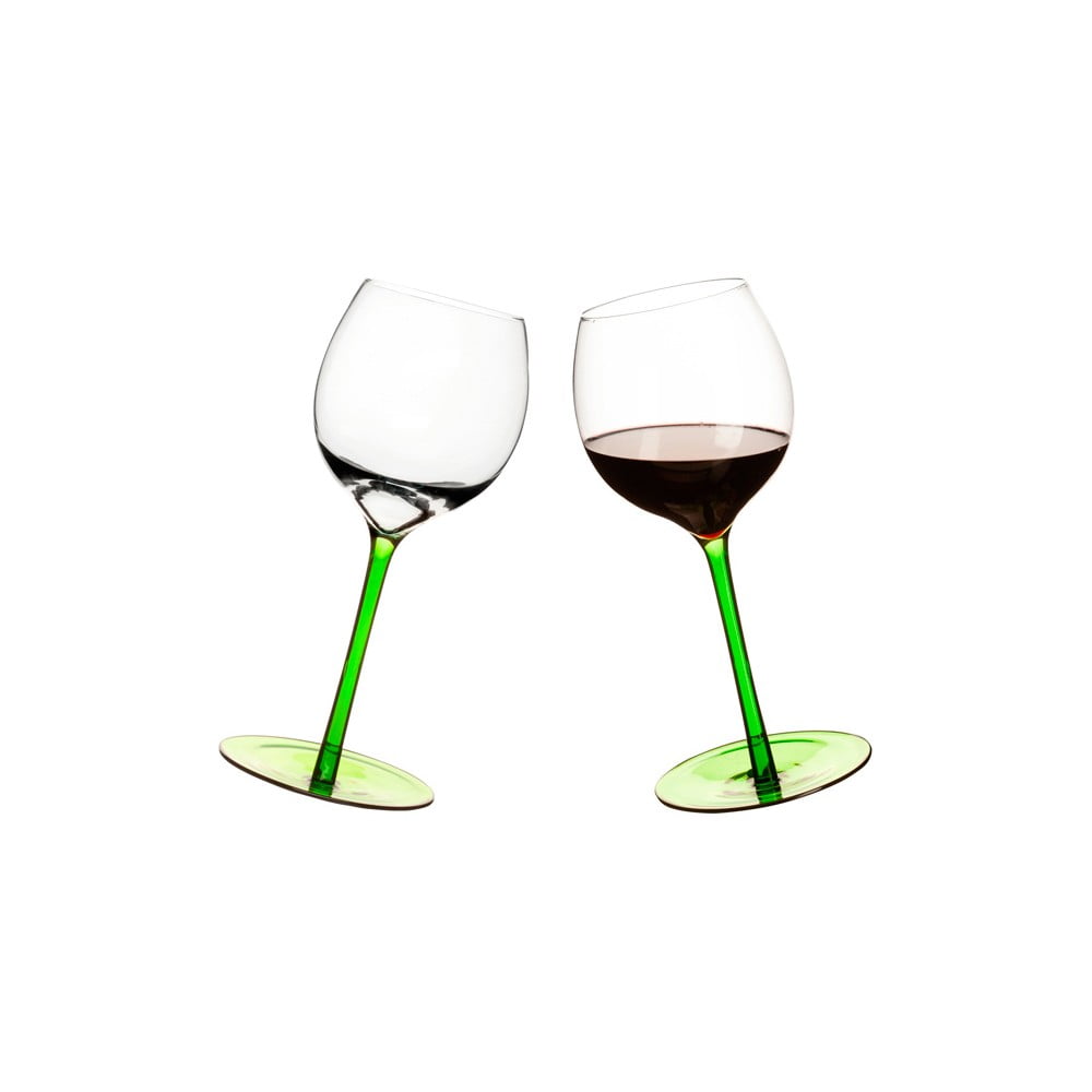 2 žalių vyno taurių su apvaliu dugnu rinkinys "Sagaform
