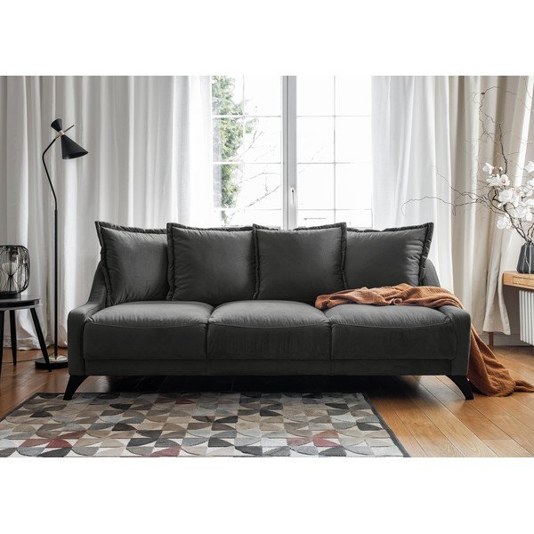 Tamsiai pilka aksominė sofa Miuform Royal Rose-image-2