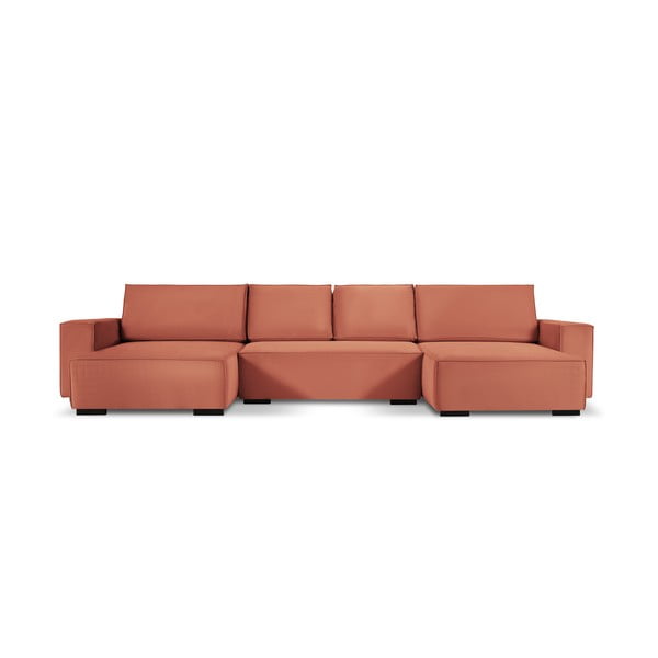 Rožinė aksominė U formos sofa-lova Mazzini Sofas Azalea