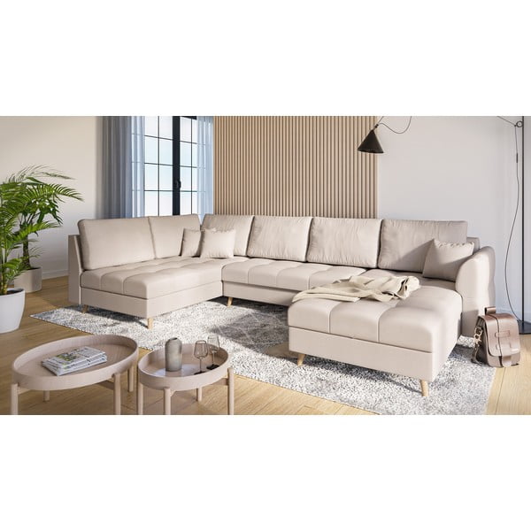 Kreminės spalvos kampinė sofa (dešinysis kampas) Ariella - Ropez-image-2
