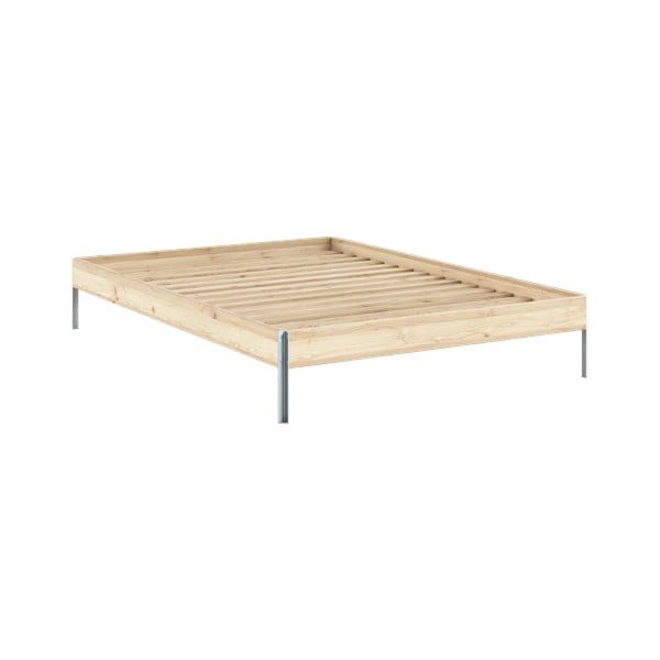 Iš pušies masyvo dvigulė lova natūralios spalvos su lovos grotelėmis 140x200 cm Core – Karup Design
