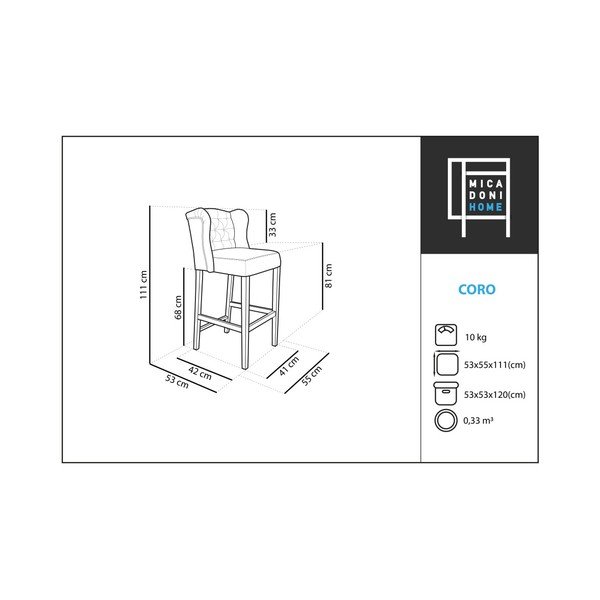 Mėlyna baro kėdė "Micadoni Home Coro-image-1