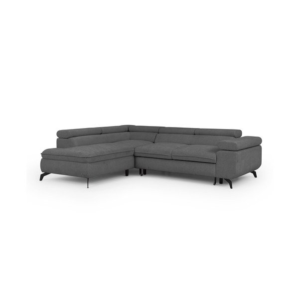 Pilkos spalvos kampinė sofa iš šenilinio audinio (su kairiuoju kampu/„L“ formos) Marbeya  – Ropez-image-2