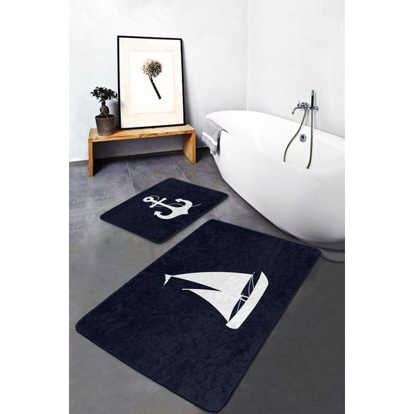 Vonios kilimėliai tamsiai mėlynos spalvos 2 vnt. 60x100 cm – Mila Home-image-3