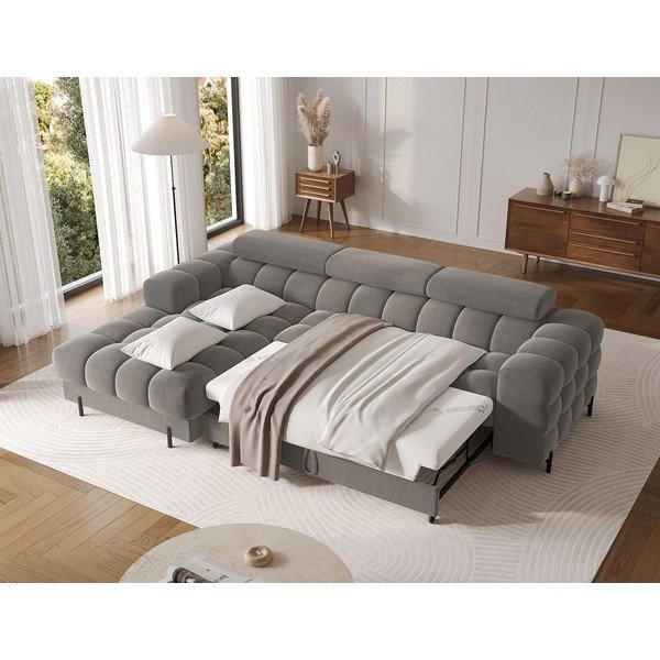 Taupe spalvos iš velveto sulankstoma/su sandėliavimo vieta kampinė sofa (su kairiuoju kampu/su gultu) Felro – ELTAP-image-4