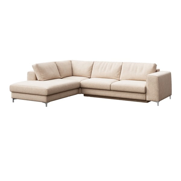 Smėlio spalvos iš boucle sulankstoma/su sandėliavimo vieta kampinė sofa (su kairiuoju kampu/„L“ formos) Rene – Rodier-image-2