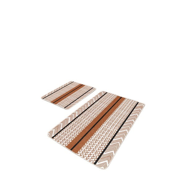 Vonios kilimėliai baltos spalvos/rudos spalvos 2 vnt. 60x100 cm – Mila Home
