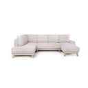 Iš kordinio velveto sulankstoma kampinė sofa smėlio spalvos (su kairiuoju kampu/„U“ formos) Tori – Bonami Selection