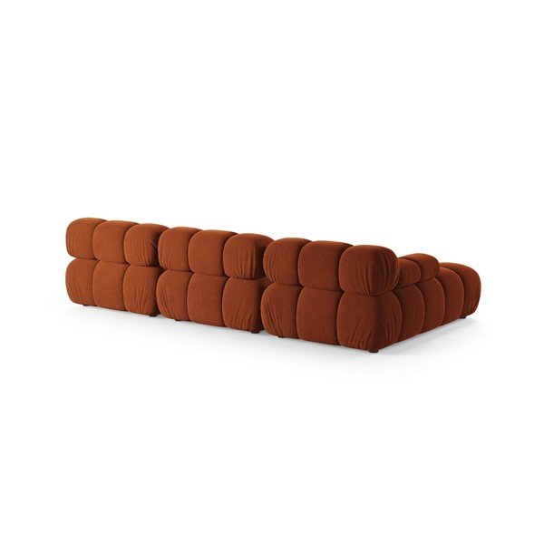 Terakotos spalvos modulinė kampinė sofa iš velveto (su kairiuoju kampu/su gultu) – Micadoni -image-3