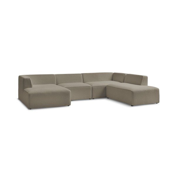 Rudos spalvos iš boucle modulinė kampinė sofa (su dešiniuoju kampu/„U“ formos) Megeve – Bobochic Paris