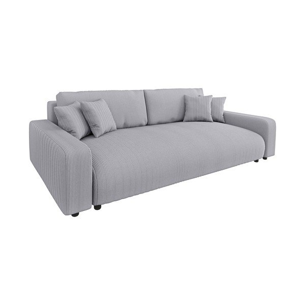 Šviesiai pilkos spalvos iš kordinio velveto sulankstoma/su sandėliavimo vieta sofa 234 cm Sara – Ropez