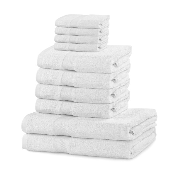 Balti medvilniniai rankšluosčiai ir vonios rankšluosčiai, 10 vnt. Marina - DecoKing
