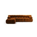 Terakotos spalvos modulinė kampinė sofa iš boucle (su kairiuoju kampu/su gultu) Bellis – Micadoni 