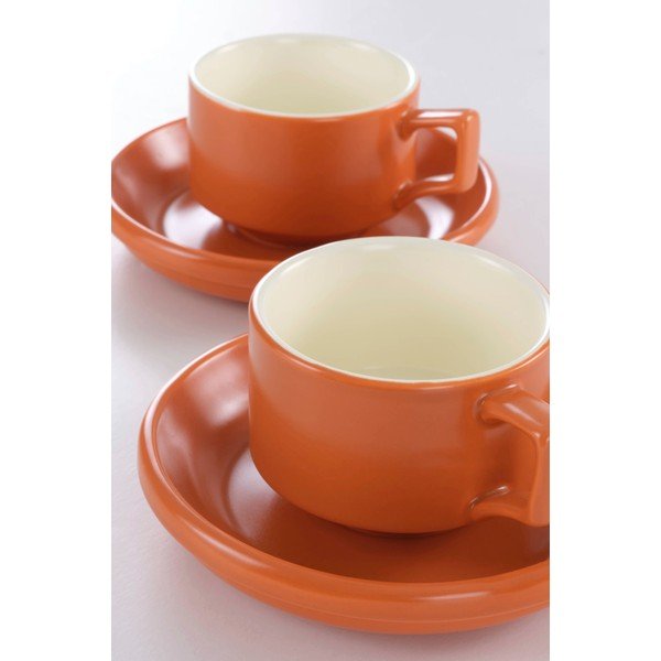 Oranžinės spalvos iš keramikos puodeliai 4 vnt. su padažine 300 ml Thelma – Jotex-image-2