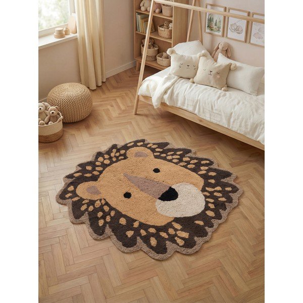 Skalbiamas/rankų darbo oranžinės spalvos/rudos spalvos iš medvilnės vaikiškas kilimas 120x125 cm Snuggle Roary – Hanse Home-image-1
