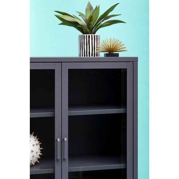 Pilkos spalvos iš plieno vitrina 75x150x35 cm Acier – Premier Housewares-image-2