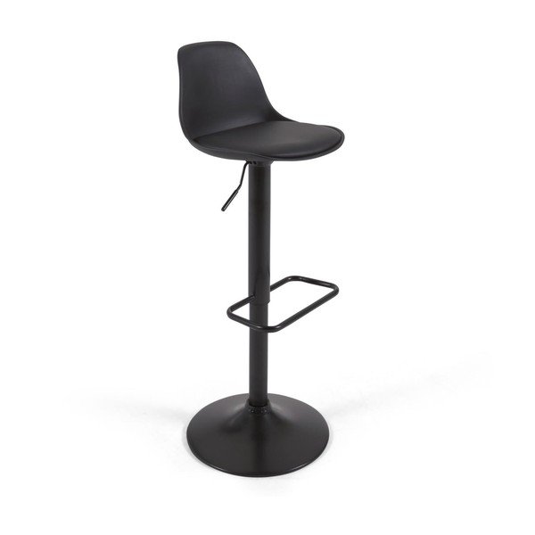 Matinės juodos spalvos iš dirbtinės odos baro taburetė reguliuojamo aukščio (sėdynės aukštis 60 cm) Orlando-T – Kave Home