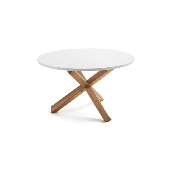 Ąžuolinis valgomojo stalas su baltu stalviršiu Kave Home Nori, ø 120 cm-image-2