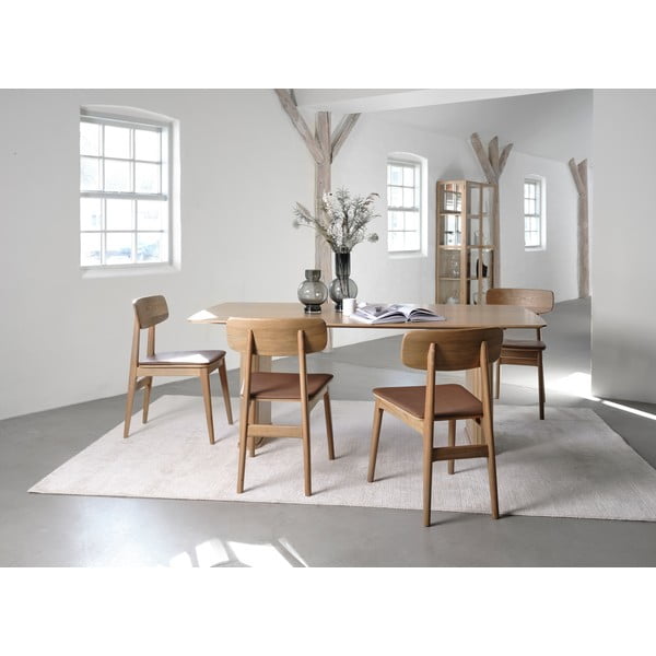 Valgomojo stalas su ąžuolo dekoro stalviršiu 100x190 cm Nola – Unique Furniture-image-1