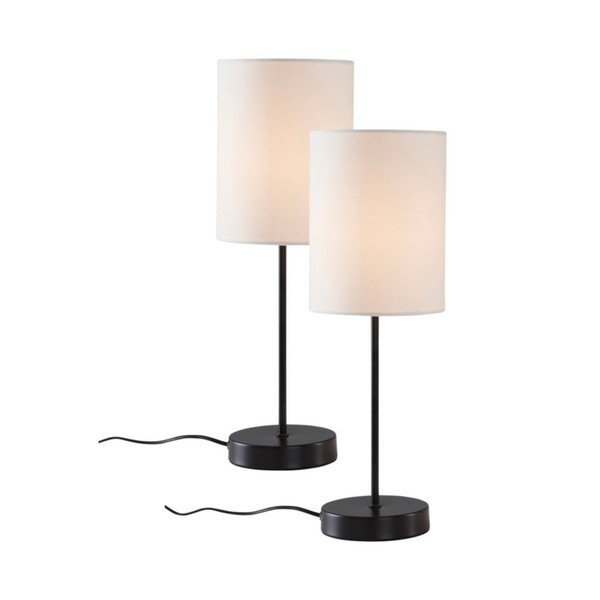 Baltos spalvos/juodos spalvos iš tekstilės stalinis šviestuvas (aukštis 45 cm) Seth – Jotex