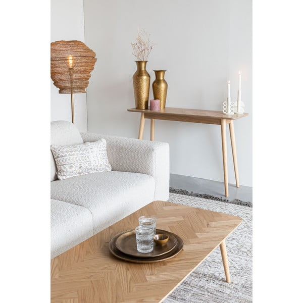 Konsolinis staliukas natūralios spalvos su ąžuolo dekoro stalviršiu 40x120 cm Fabio – White Label-image-1