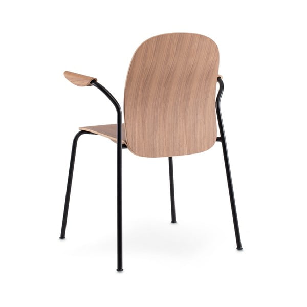 Konjako rudos spalvos/natūralios spalvos valgomojo kėdės su porankiais/galima dėti viena ant kitos 2 vnt. iš riešutmedžio Book – Gazzda-image-4