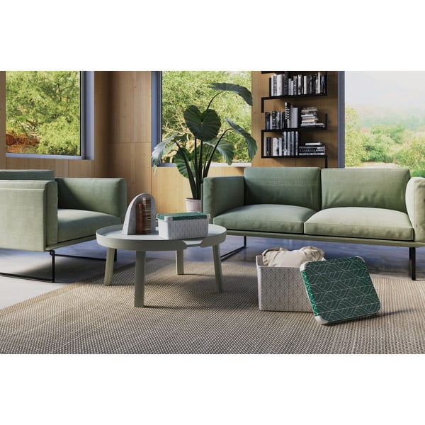 Baltos spalvos/žalios spalvos iš plastiko daiktadėžė su dangčiu 39,5x29,5x25 cm L – Curver-image-1