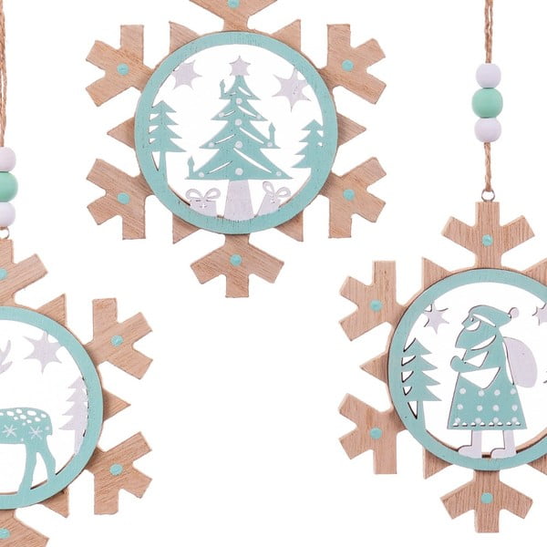 3 vnt. pakabinamų kalėdinių dekoracijų rinkinys Snowflake - Casa Selección-image-1