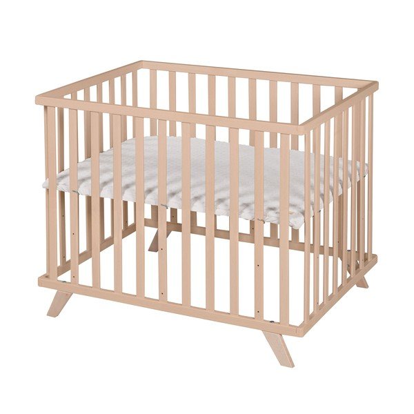 Natūralios spalvos iš buko masyvo maniežas vaikams reguliuojamas aukštis 75x100 cm Lil Planet – Roba