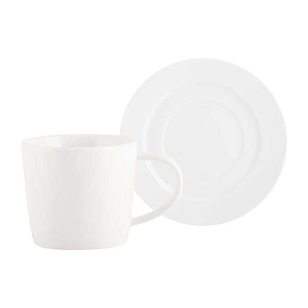 Baltas porcelianinis puodelis su lėkštele Mikasa Ridget, 0,3 l