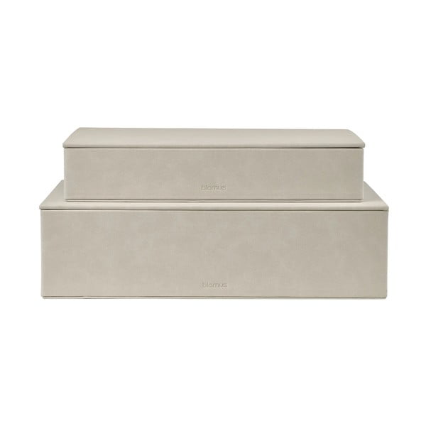 Smėlio spalvos iš dirbtinės odos daiktadėžės su dangčiu 2 vnt. 40x30x11 cm Sahla – Blomus-image-4