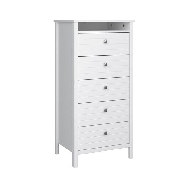 Balta siaura komoda su 5 stalčiais "Steens New York", aukštis 120 cm-image-1